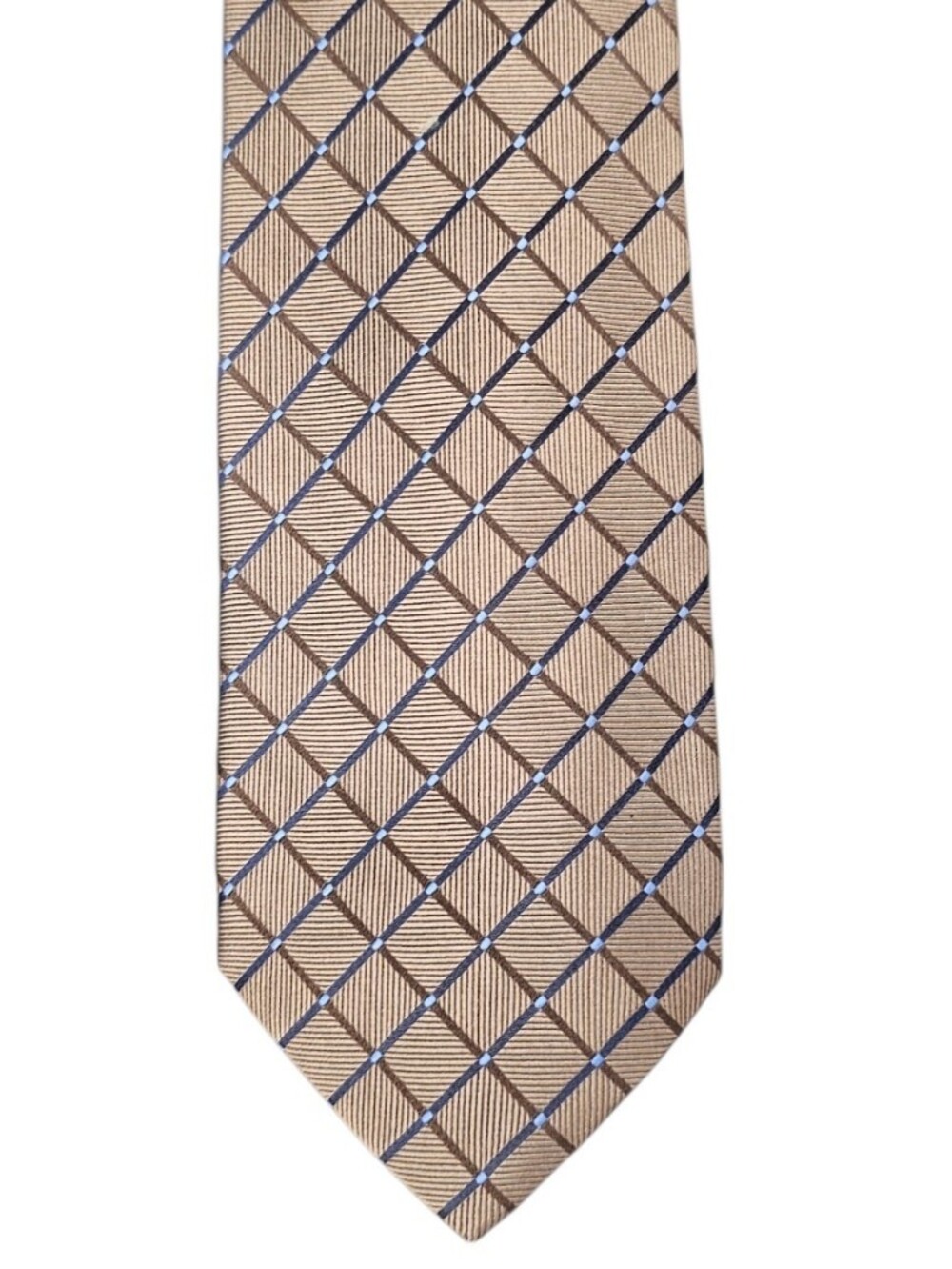 Beau Brummel Soho Men's Tan & Blue Handmade 100% Silk Tie